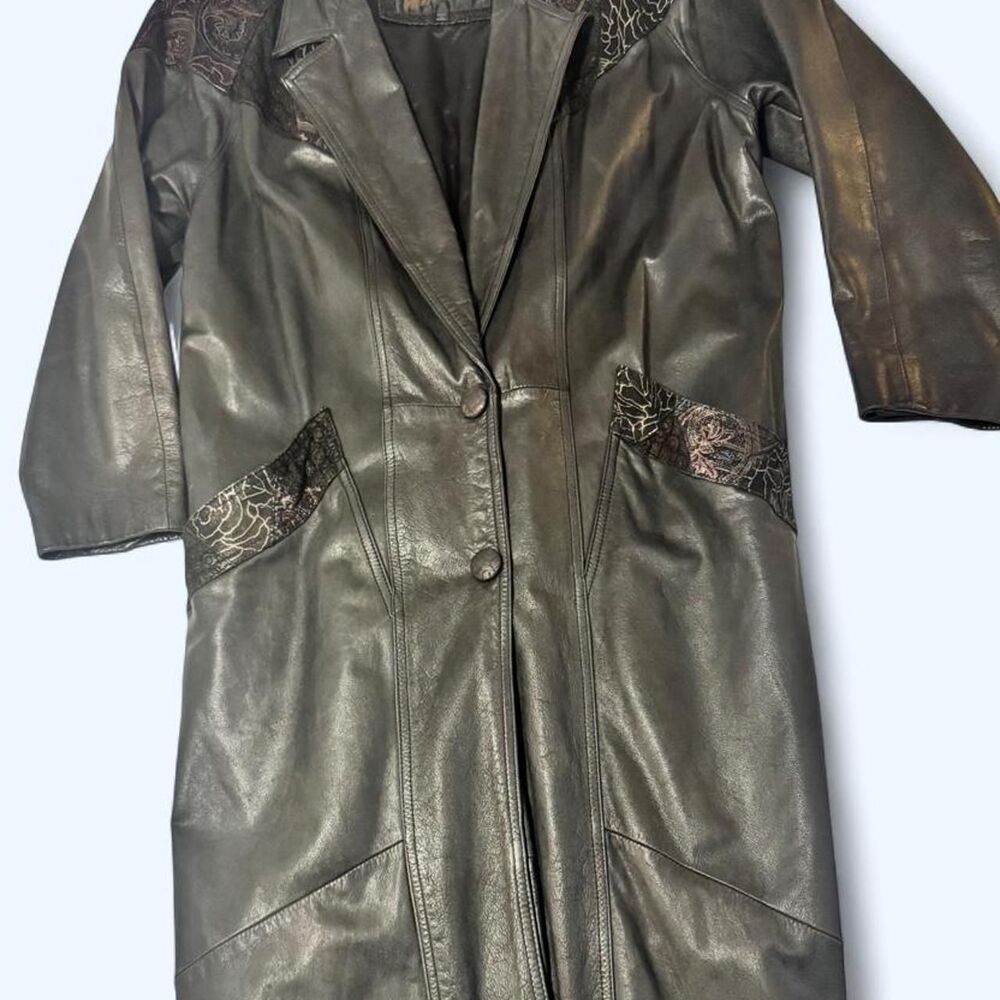 Vintage Winlit Leather Patchwork Western Style Trench Coat